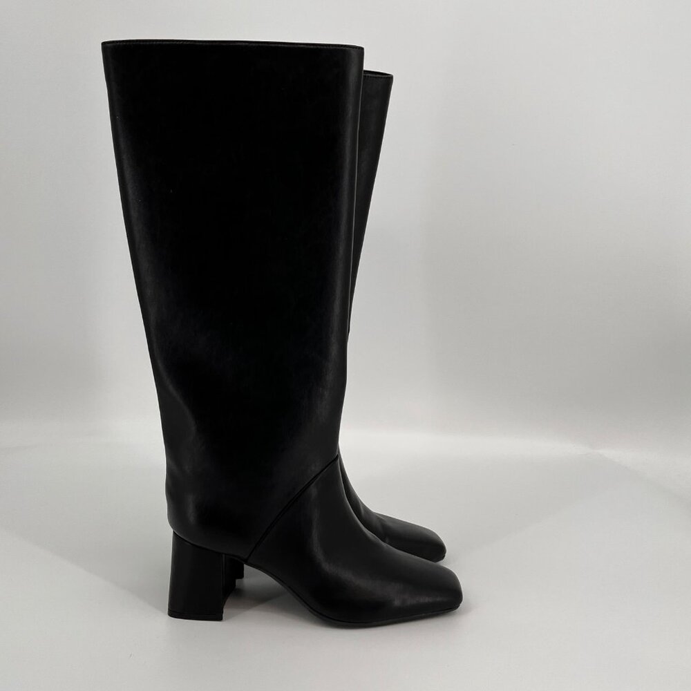 On 34th Millerr Knee High Boots Size 8M Black Square Toe Block Heel 2.5" - Picture 4 of 14